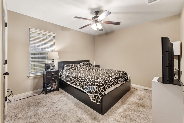 3822 Dove Hollow Ln, College Station, TX 77845 - bedroom featuring visible vents, a ceiling fan, baseboards, and carpet floors