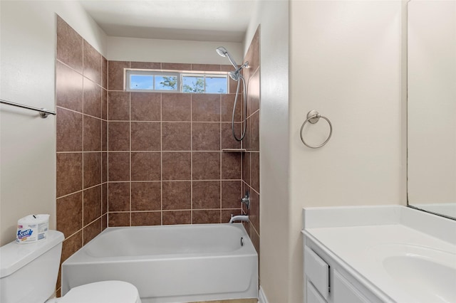 full bathroom with bathtub / shower combination, toilet, and vanity