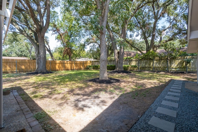 view of yard featuring a fenced backyard