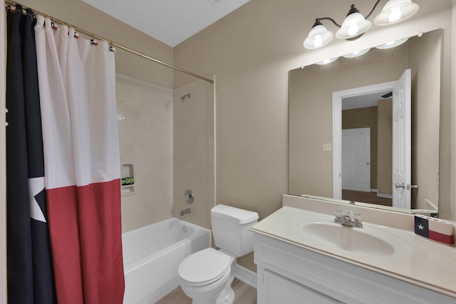 12638 Maxwell St, Willis, TX 77378 - full bathroom with shower / bath combo, toilet, vanity, and baseboards