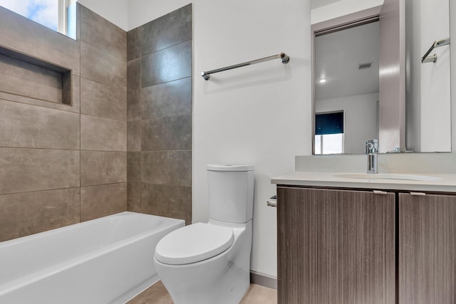 full bath with visible vents, toilet, and vanity