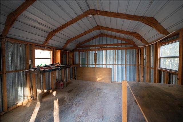 miscellaneous room featuring vaulted ceiling