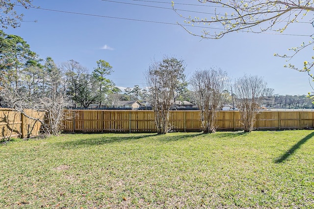 view of yard with a fenced backyard