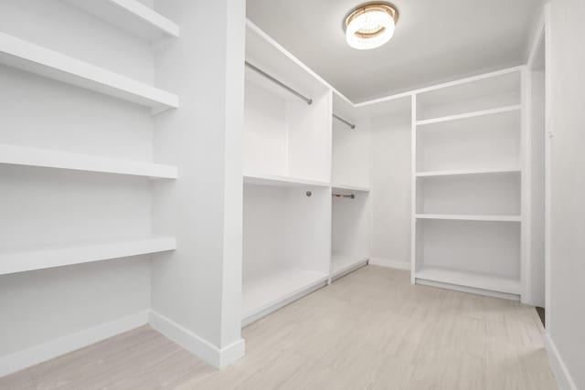 spacious closet with light wood-style flooring