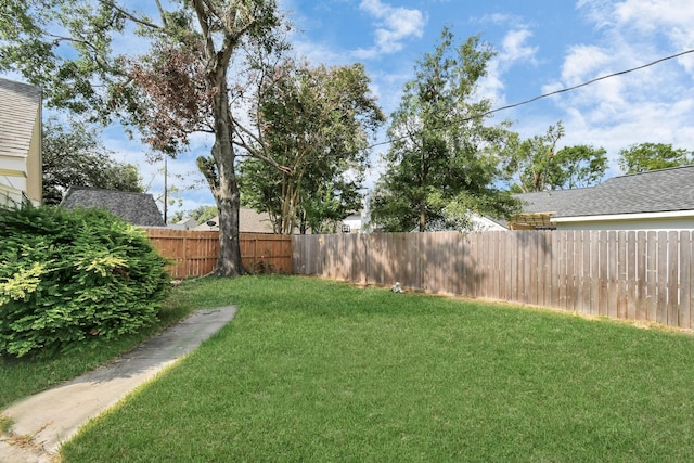 view of yard featuring a fenced backyard