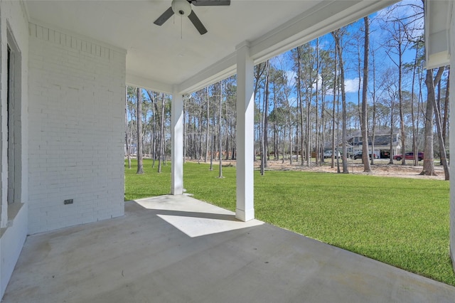 view of patio / terrace featuring a ceiling fan