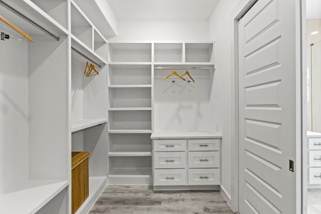 spacious closet with light wood-style flooring