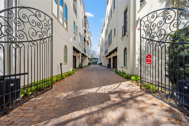 view of street featuring a gate