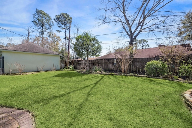 view of yard featuring a fenced backyard