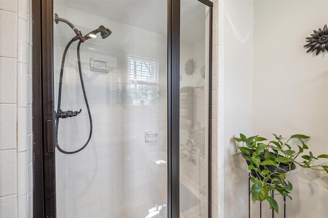 bathroom with a stall shower