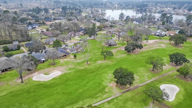 aerial view with a residential view and a water view