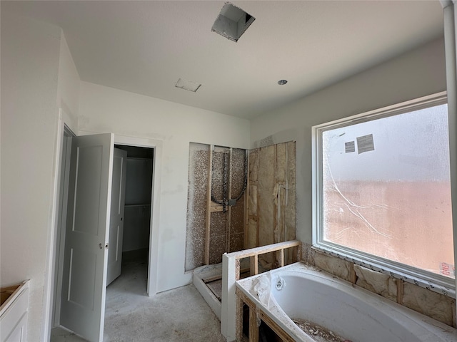 bathroom with a garden tub