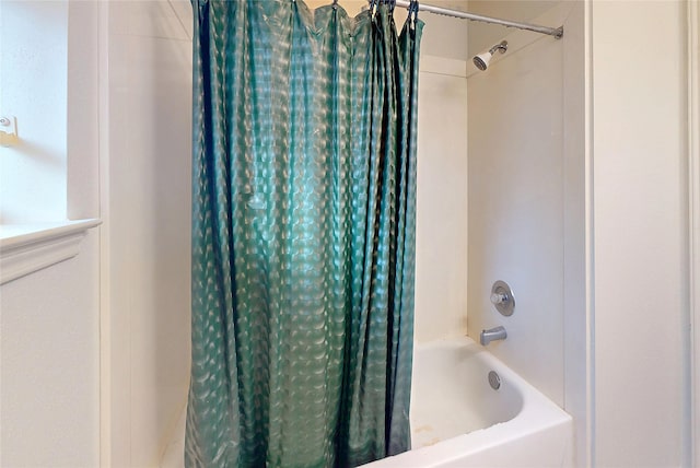 full bath featuring shower / bath combination with curtain