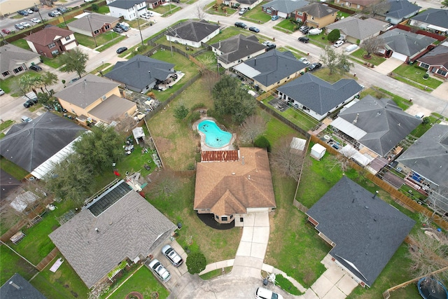 drone / aerial view with a residential view