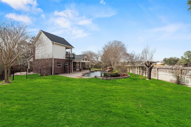 view of yard featuring a patio and a fenced backyard