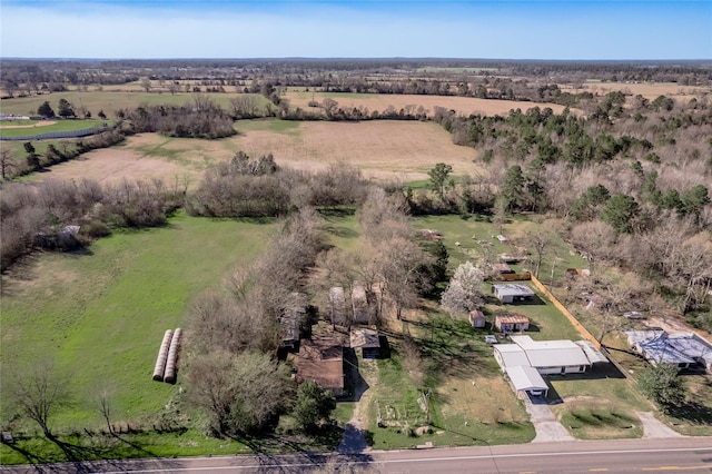 aerial view featuring a rural view