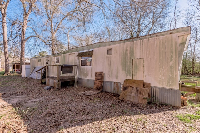 exterior space with an outbuilding