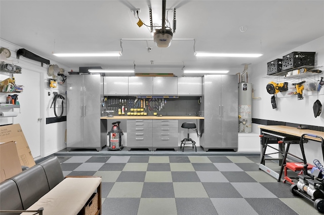 interior space featuring tile patterned floors and gas water heater