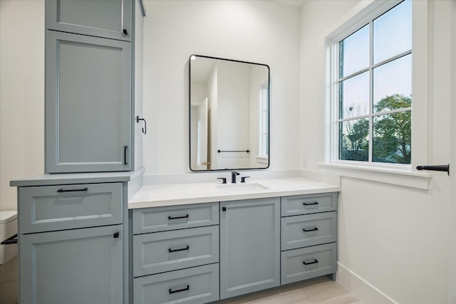 bathroom with toilet and vanity