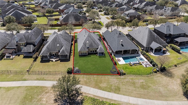 bird's eye view with a residential view