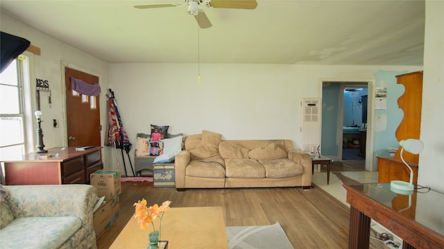 602 Riveredge Dr, Richmond, TX 77406 - living area with wood finished floors and a ceiling fan