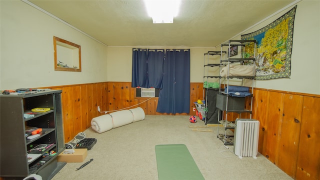 602 Riveredge Dr, Richmond, TX 77406 - interior space with a wainscoted wall, carpet flooring, and wooden walls