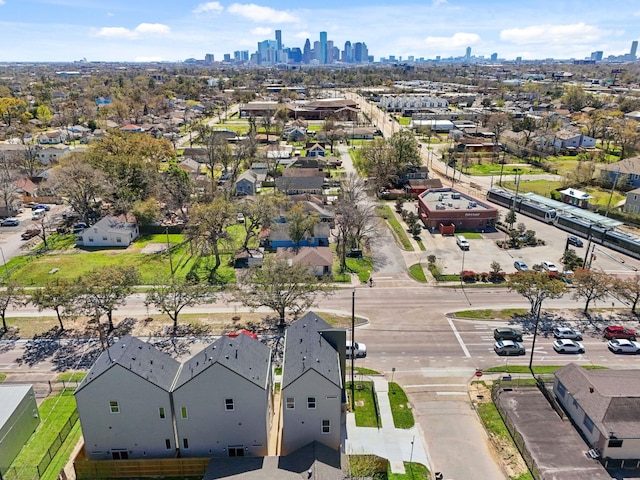 bird's eye view with a city view