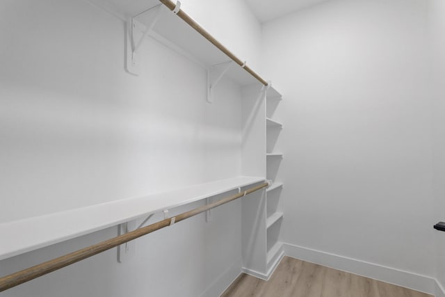 walk in closet with light wood-type flooring