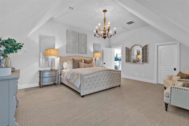 bedroom featuring carpet flooring, baseboards, and visible vents