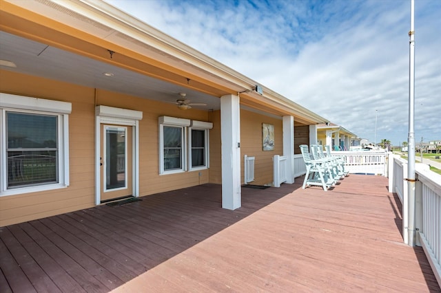 deck with a ceiling fan