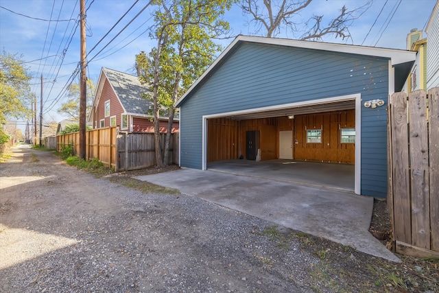 detached garage with fence