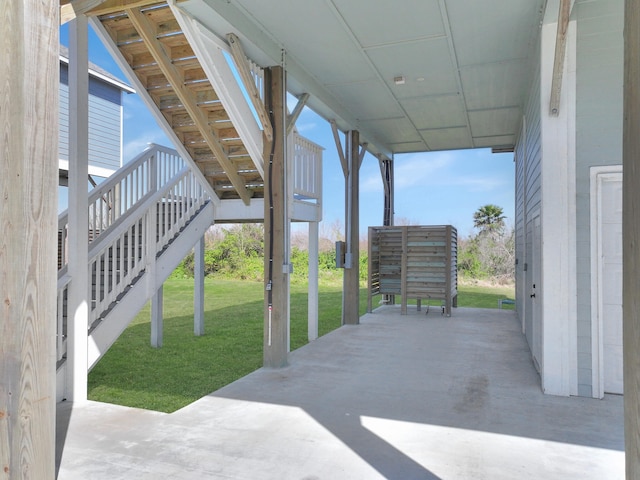 view of patio with stairway