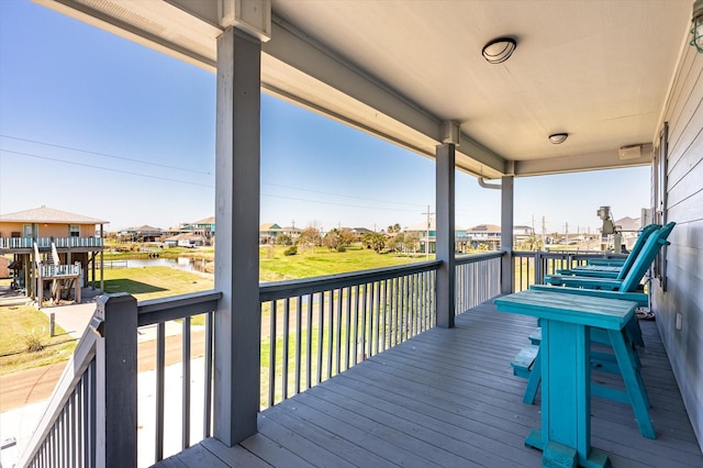 deck with a water view