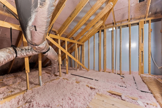 view of unfinished attic