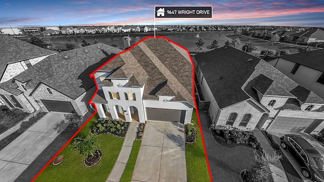 9647 Wright Dr, Manvel, TX 77578 - aerial perspective of suburban area featuring property boundaries highlighted