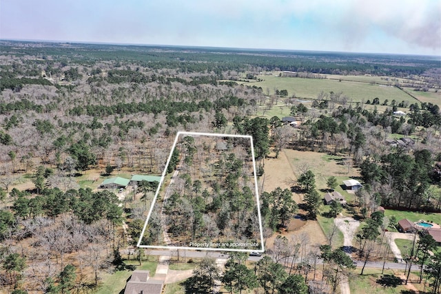 birds eye view of property with a rural view