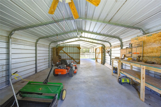 garage featuring metal wall