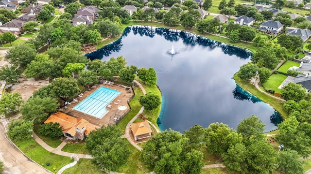 17614 Wind Mist Ln, Cypress, TX 77433 - aerial view of residential area with a large body of water and a pool area