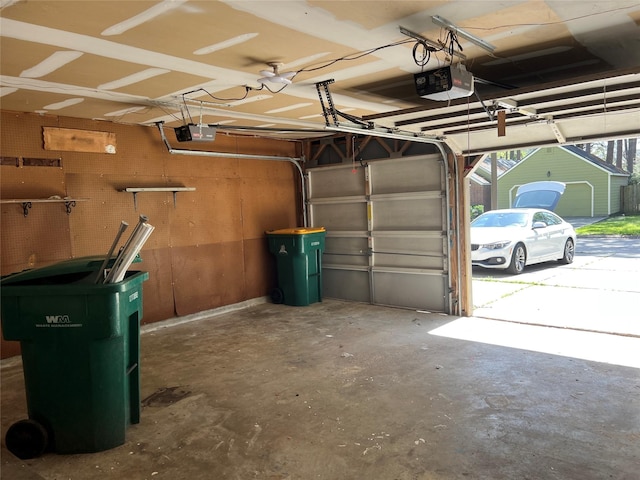 garage with a garage door opener