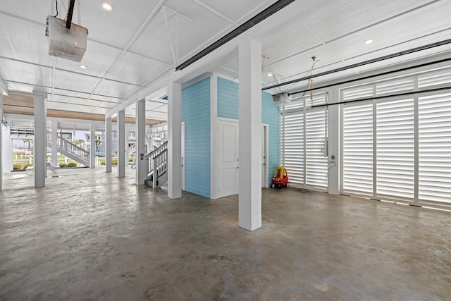 garage with a garage door opener