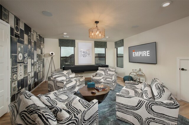 living area featuring wood finished floors