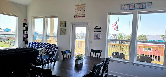 dining area featuring baseboards and plenty of natural light