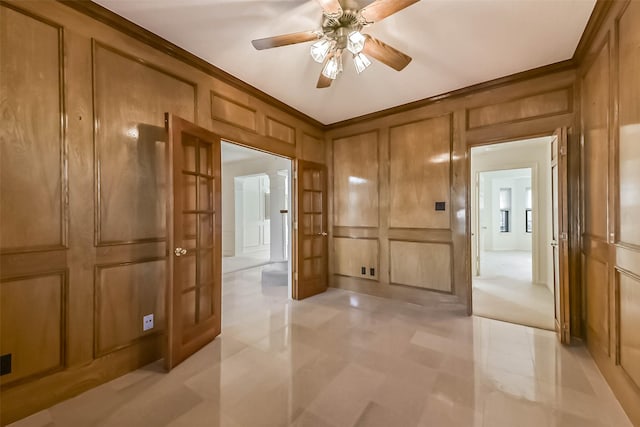 hallway featuring a decorative wall and ornamental molding