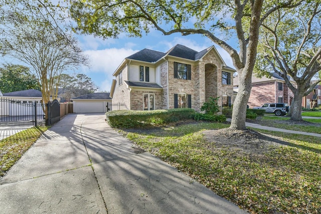 traditional-style home featuring fence