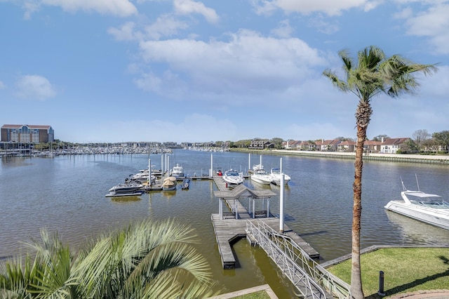 view of dock featuring a water view