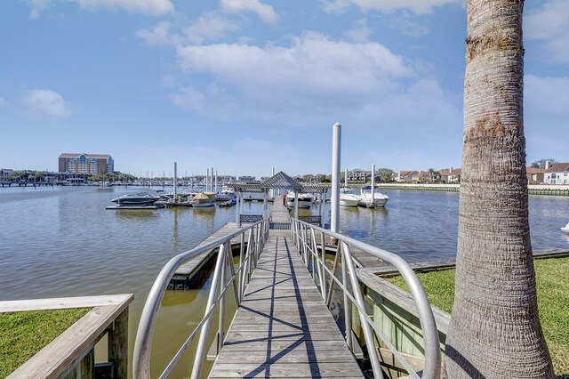 dock area featuring a water view