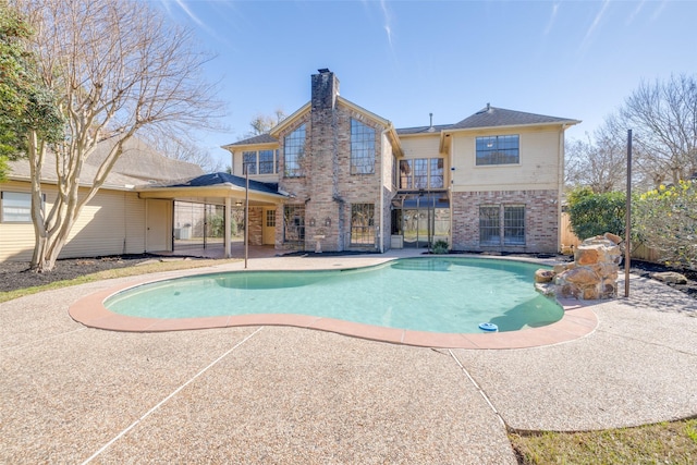 pool with a patio