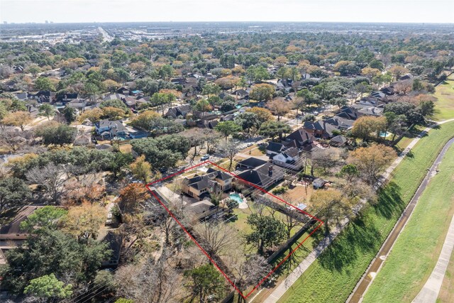 aerial view with a residential view