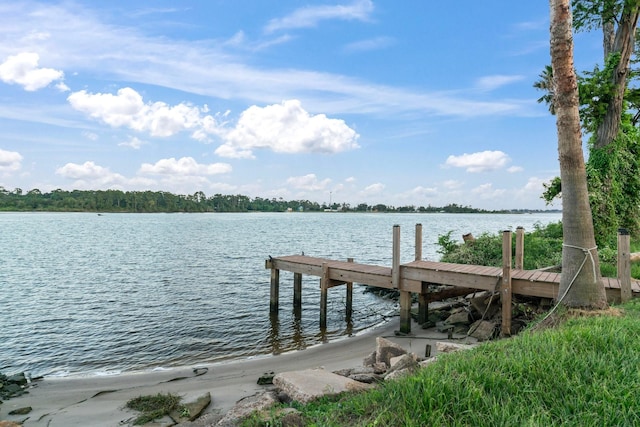 view of dock featuring a water view