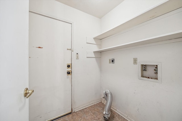 laundry room featuring washer hookup, laundry area, baseboards, and hookup for an electric dryer